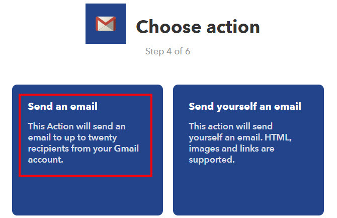 ifttt στείλτε μια ενέργεια μέσω email