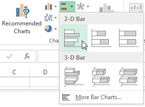 Excel Επιλέξτε πίνακα 2D Bar