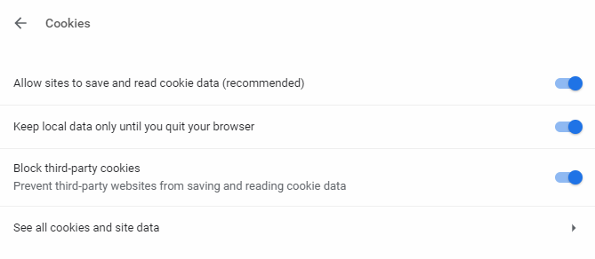 Chrome απενεργοποίηση των cookies