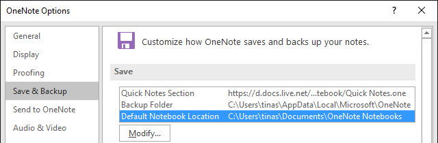 Αποθήκευση OneNote