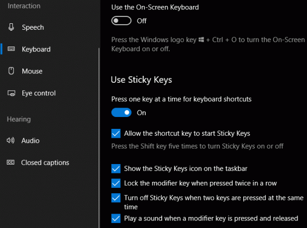 Επιλογές Sticky Keys των Windows