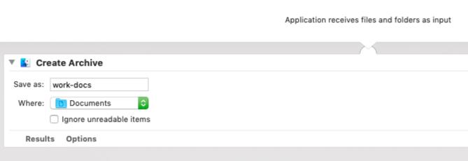 Εφαρμογή Automator για δημιουργία αρχείου από επιλεγμένα αρχεία σε Mac