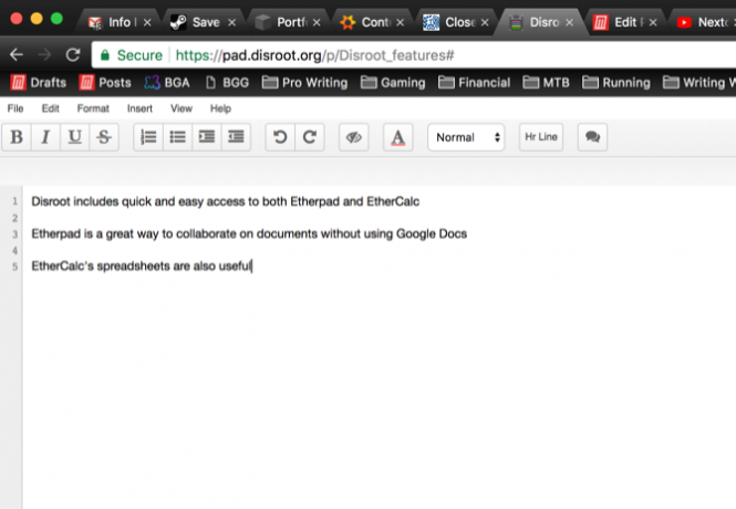 Το EtherPad λειτουργεί στο Chrome