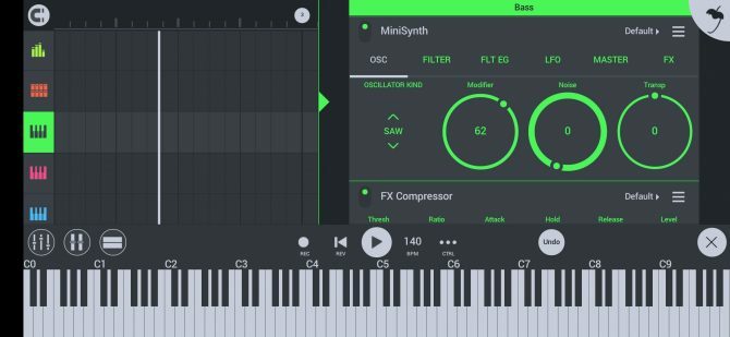 η διάταξη οθόνης FL Studio με οθόνη ρολού πιάνου