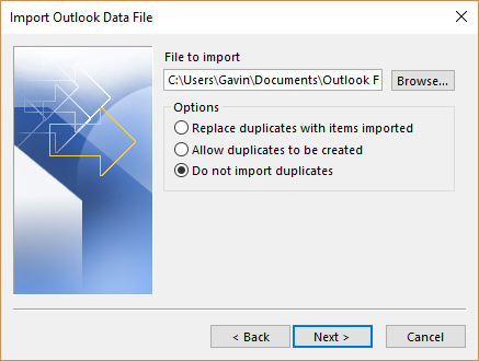 αρχείο δεδομένων εισαγωγής Outlook pst συγχώνευση
