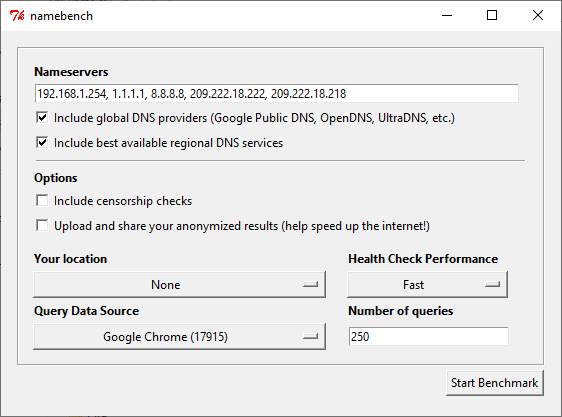 Εργαλείο δοκιμής namebench dns