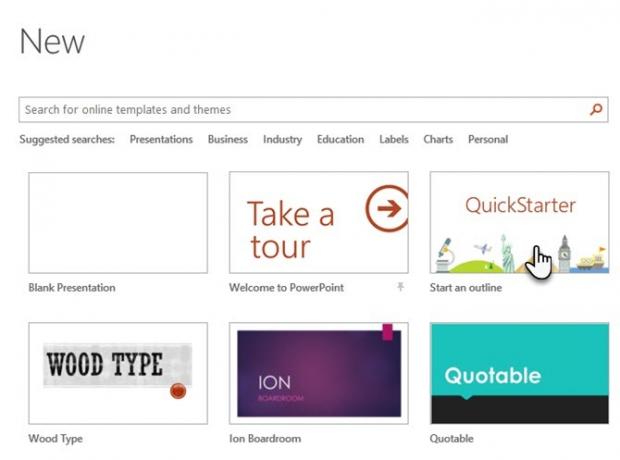 Το PowerPoint QuickStarter περιγράφει άμεσα κάθε νέα παρουσίαση και σας εκκινεί