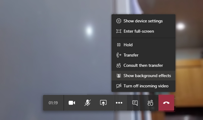 Ανοίξτε το μενού εφέ φόντου στο Microsoft Teams