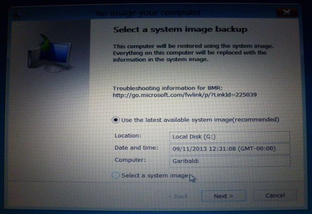 Επαναφορά εικόνας συστήματος των Windows 8