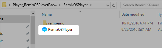 Εκτέλεση φακέλου ZIP Remix OS Player