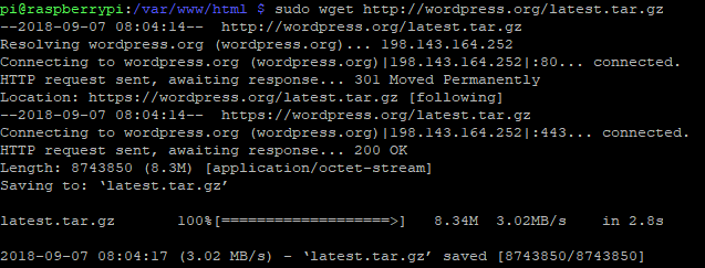 Κατεβάστε το WordPress με το wget