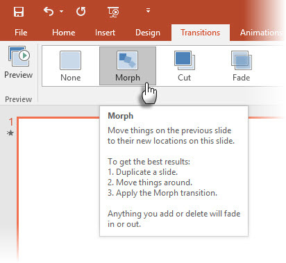 Εφαρμογή του Morph στο PowerPoint