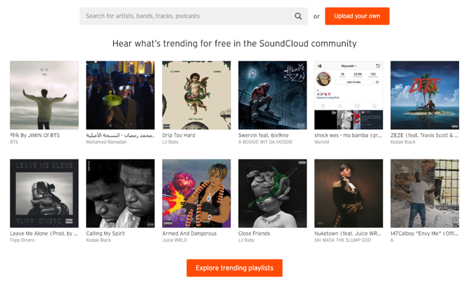 Στιγμιότυπο οθόνης SoundCloud