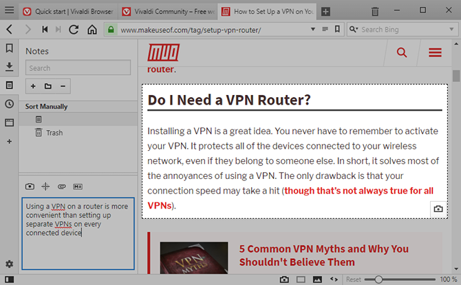 Συμβουλές Vivaldi Browser - σημειώστε ενώ περιηγείστε