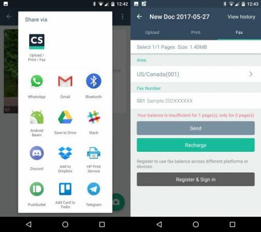 Αποστολή δωρεάν φαξ από το Android Phone ή Tablet CamScanner Sharing και Τιμολόγηση