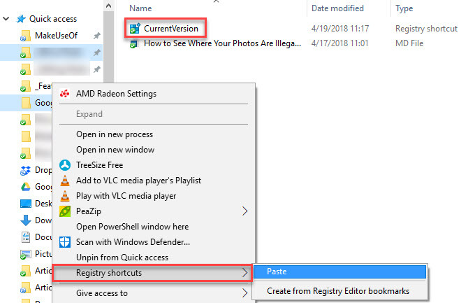 Συντομεύσεις μητρώου των Windows