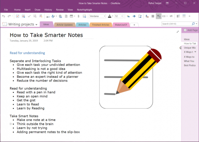 περιγράφοντας το OneNote 2016