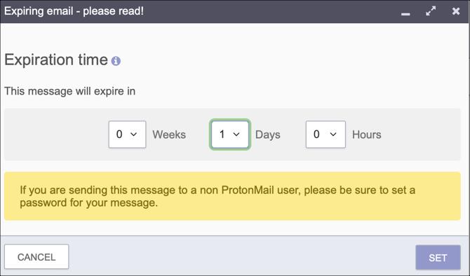 Email που λήγει ProtonMail