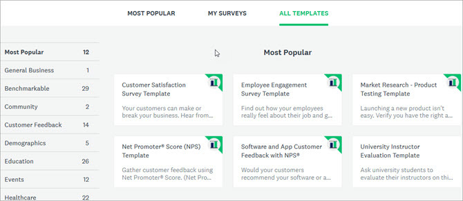 Πρότυπα SurveyMonkey