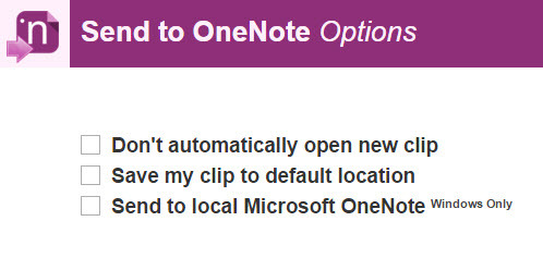 Αποστολή σε OneNote επέκταση Chrome