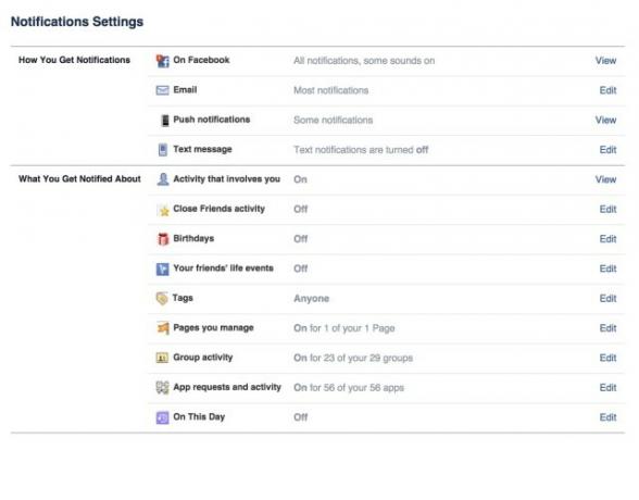 Ρυθμίσεις ειδοποίησης Facebook