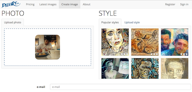 Το DeepArt είναι μια δωρεάν εφαρμογή ιστού για να μετατρέψει τις εικόνες σε καλλιτεχνικούς πίνακες