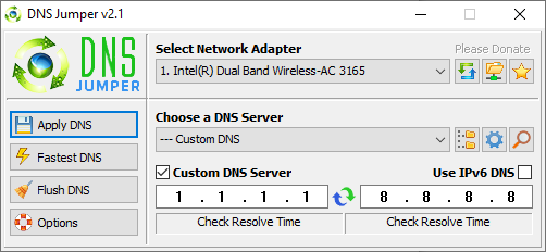 Εργαλείο δοκιμής DNS Jumper dns