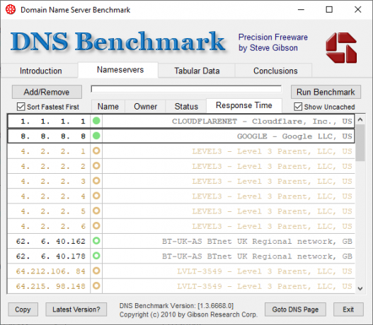 dns bench λίστα με τα πιο γρήγορα dns