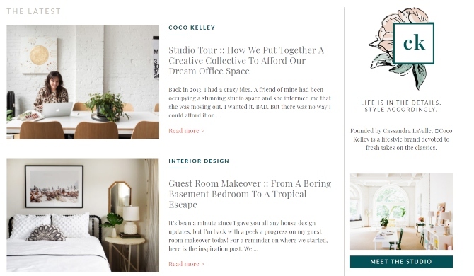 CocoKelley Εσωτερικό Blog Σχεδιασμός