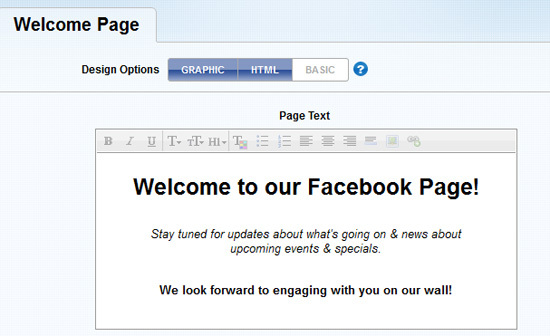 facebook welcome tab