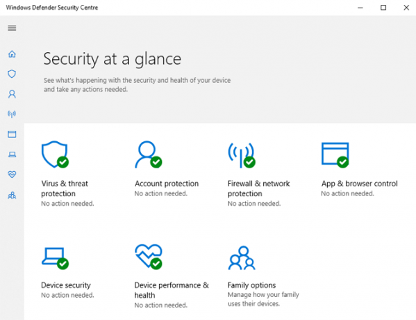 Στιγμιότυπο οθόνης Windows Defender