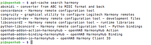 openhab apt-cache αναζήτηση για δέσμευση αρμονίας