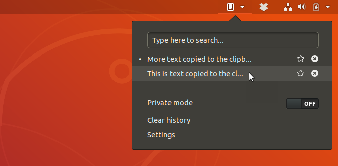 Ένδειξη προχείρου Επέκταση GNOME