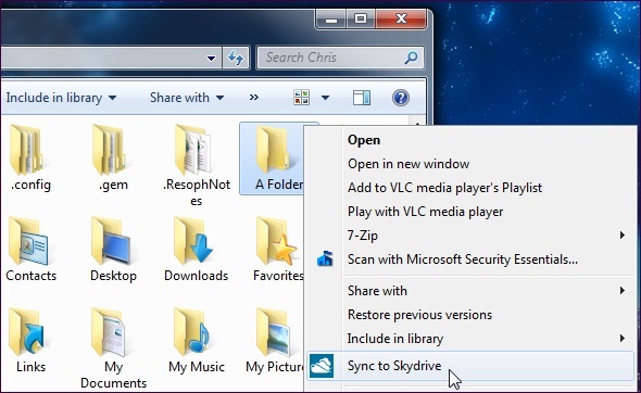 συγχρονισμός με skydrive
