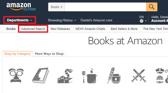 amazon προηγμένη αναζήτηση