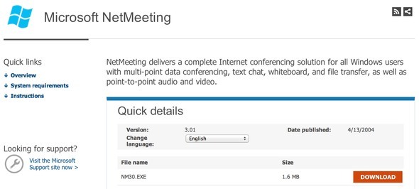 Παίρνω το καπέλο μου σε εσάς, το Microsoft NetMeeting downloadnetmeet