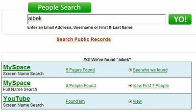 Cool "Ταυτότητα Αναζήτηση" Εργαλεία για το κοινωνικό Web yoname demo