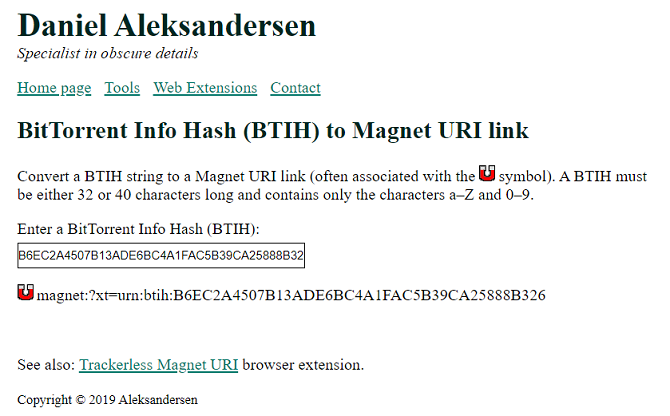 καιiel aleksandersen hash to magnet