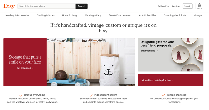Στιγμιότυπο οθόνης Etsy