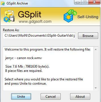 gsplit - χωρίστε μεγάλα αρχεία σε μικρότερα