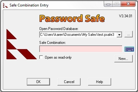 Οθόνη σύνδεσης για βοηθητικό πρόγραμμα Safe Password