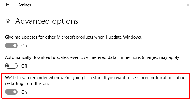 Windows 10 Σύνθετες επιλογές του Windows Update