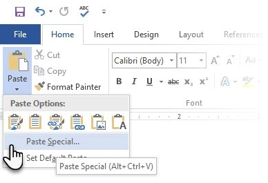 Ειδικό δεξί κλικ στο Microsoft Word Paste