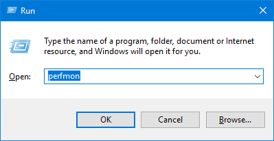 Εντολή Εκτέλεσης Windows 10 για perfmon