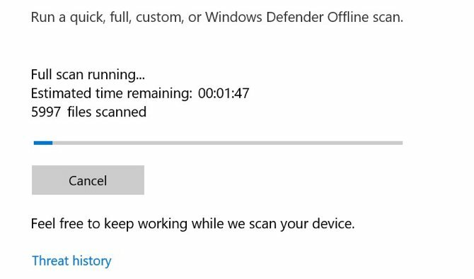 Σάρωση Windows Defender Antivirus