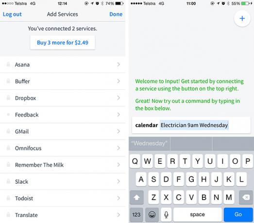 Η είσοδος είναι μια γραμμή εντολών iPhone για Evernote, Gmail και πολλά περισσότερα inputcalendar