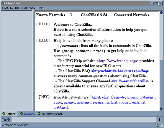 chatZillaStartup - πώς να δημιουργήσετε κανάλι irc