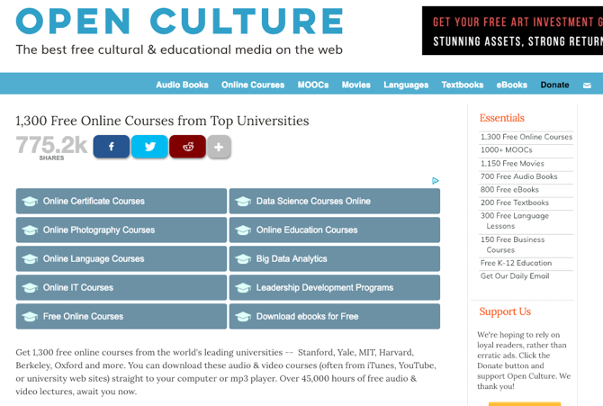 Στιγμιότυπο οθόνης OpenCulture