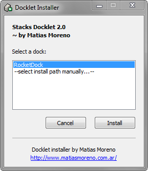 RocketDock + Stacks Docklet: Όχι απλώς μια βάση, αλλά μια ολοκληρωμένη λύση οργάνωσης επιφάνειας εργασίας [Windows] 2013 04 12 22 48 04 Πρόγραμμα εγκατάστασης Docklet