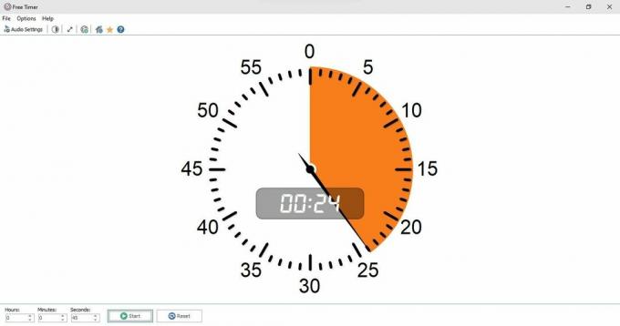 Διεπαφή της εφαρμογής Free Timer που εμφανίζει την τυχαία αντίστροφη μέτρηση